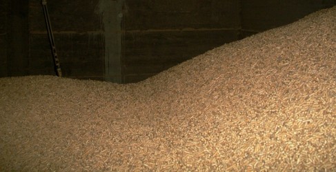 Pelletslagerraum mit Füllstandanzeige