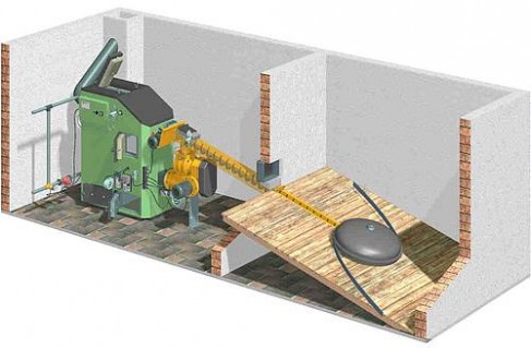 Pellets- oder Hackgutanlage mit Federkernaustragung