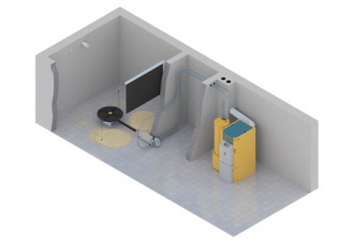 Pelletsanlage EF 2 mit Pelletsr&uuml;hrwerk und Sauganlage