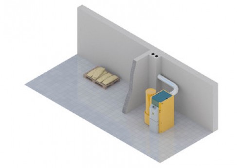 Pelletsanlage handbeschickt mit Vorratsbeh&auml;lter